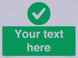 Custom green background, green circle with tick